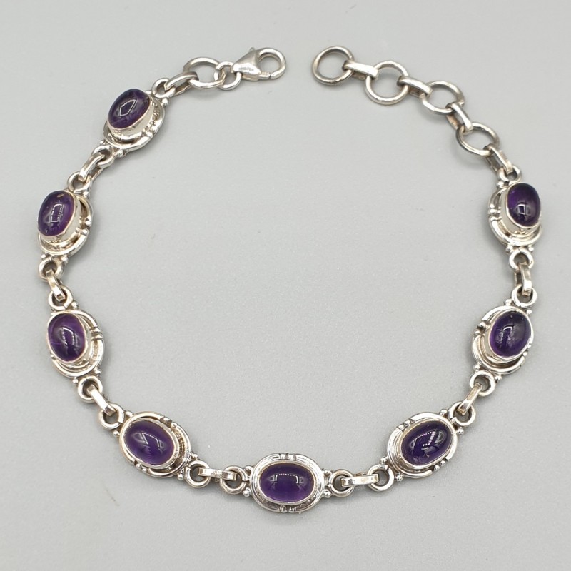 925 Sterling zilveren armband gezet met Amethist