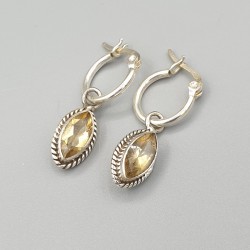 925 Sterling zilveren creolen met marquise Citrien hanger