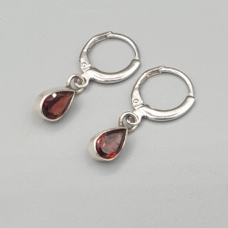 925 Sterling zilveren creolen met Granaat druppel