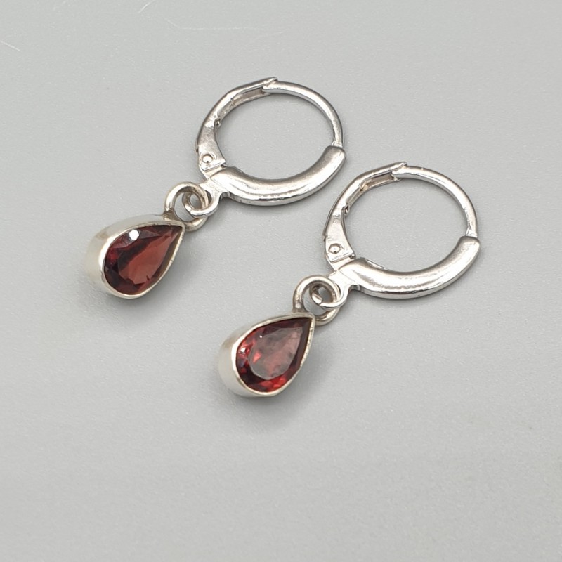 925 Sterling zilveren creolen met Granaat druppel