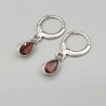 925 Sterling zilveren creolen met Granaat druppel