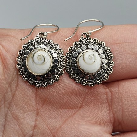 925 Sterling zilveren oorbellen ronde Shiva schelp
