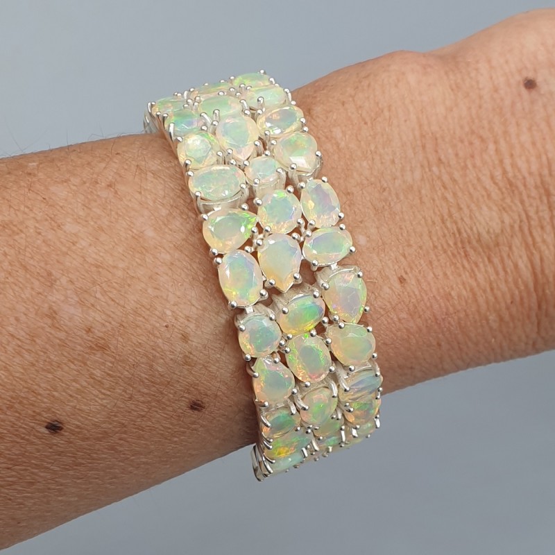 925 Sterling zilveren armband met facet geslepen Opalen