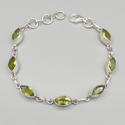 925 Sterling zilveren armband met facet geslepen Peridot