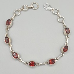 925 Sterling zilveren armband ovale facet geslepen Granaten