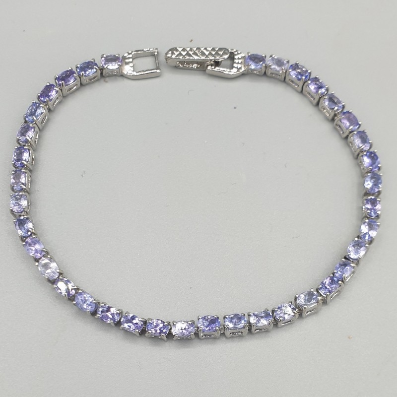 925 Sterling zilveren armband gezet met facet Tanzaniet