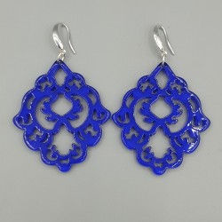 Oorbellen kobalt blauwe resin hanger