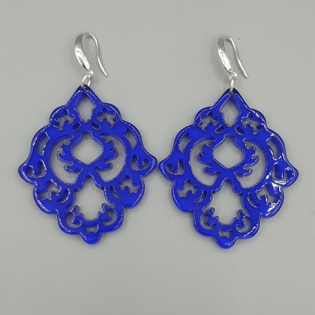 Oorbellen kobalt blauwe resin hanger
