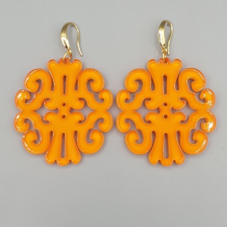 Oorbellen oranje resin hanger