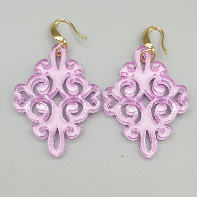 Oorbellen lila resin hanger