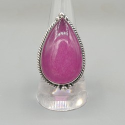 925 Sterling zilveren ring fuchsia roze Jade