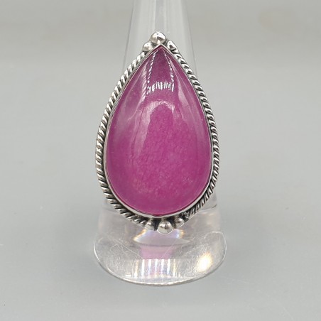 925 Sterling zilveren ring fuchsia roze Jade