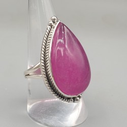 925 Sterling zilveren ring fuchsia roze Jade
