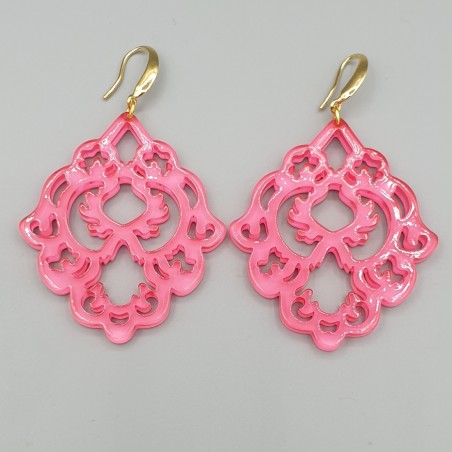 Oorbellen hanger van roze resin