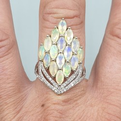925 Sterling zilveren ring met marquise Opalen 18.5 mm