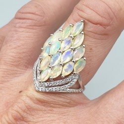 925 Sterling zilveren ring met marquise Opalen 18.5 mm