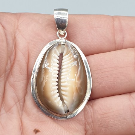 925 Sterling zilveren hanger met bruine Cowrie schelp