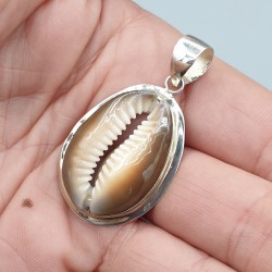 925 Sterling zilveren hanger met bruine Cowrie schelp