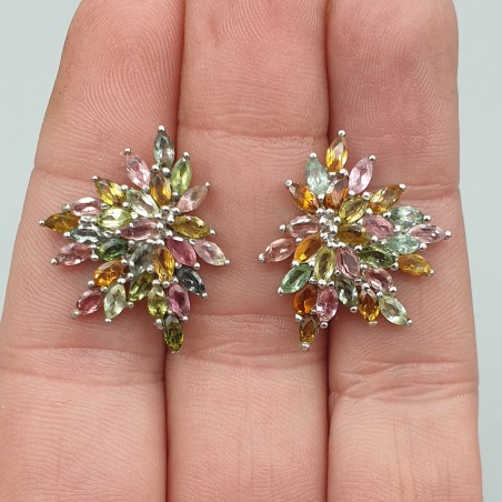 925 Sterling zilveren oorbellen gezet met marquise Toermalijn