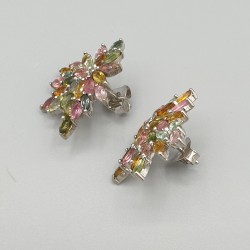925 Sterling zilveren oorbellen gezet met marquise Toermalijn