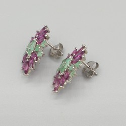 925 Sterling zilveren oorbellen Rhodoliet Granaat en Emerald