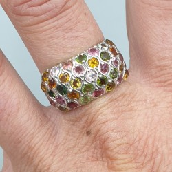 925 Sterling zilveren ring gezet met Toermalijn 19 mm