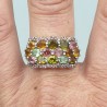 925 Sterling zilveren ring met Toermalijn en Saffieren 18.5 mm