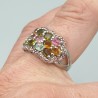 925 Sterling zilveren ring met Toermalijn en Saffieren 18.5 mm