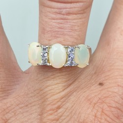 925 Sterling zilveren ring Opaal en Tanzaniet 17.3 mm