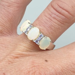 925 Sterling zilveren ring Opaal en Tanzaniet 17.3 mm