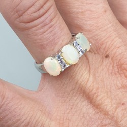 925 Sterling zilveren ring Opaal en Tanzaniet 17.3 mm