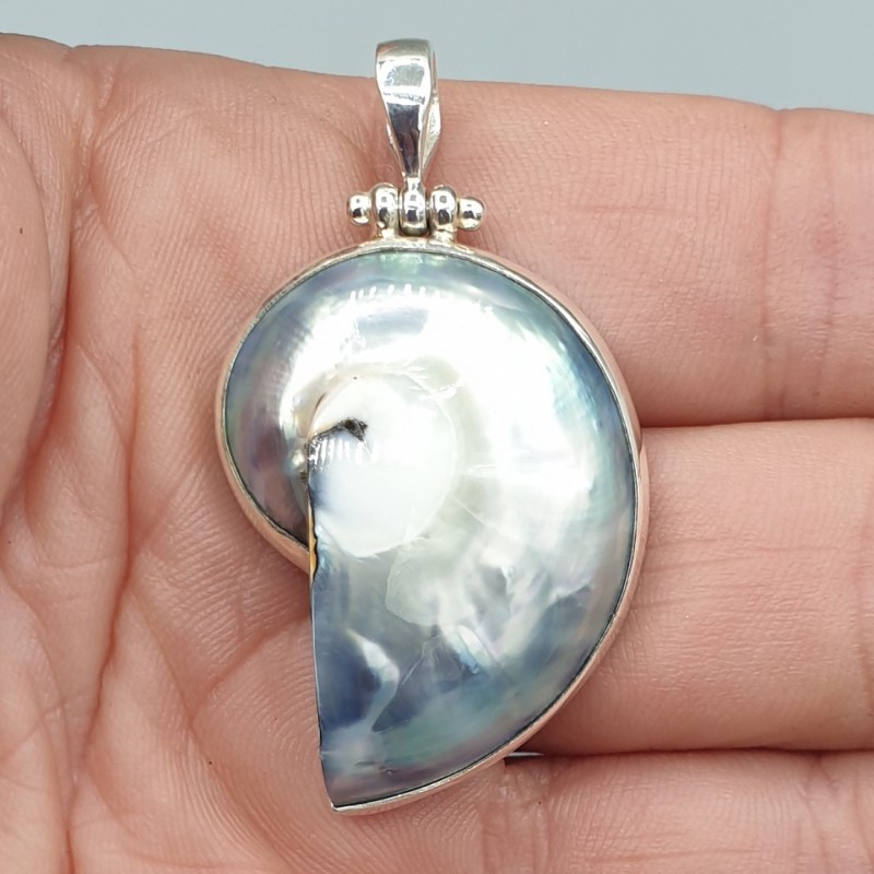 Zilveren Nautilus schelp hanger