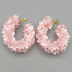 Creolen met roze bloemen sequins