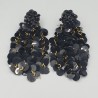Zwarte sequin waterval oorbellen