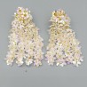 Witte sequin bloemen waterval oorbellen