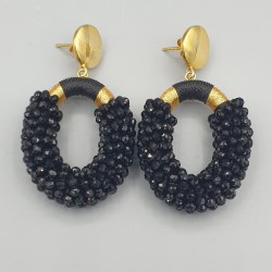 Glassberry oorbellen zwart goud kleurig