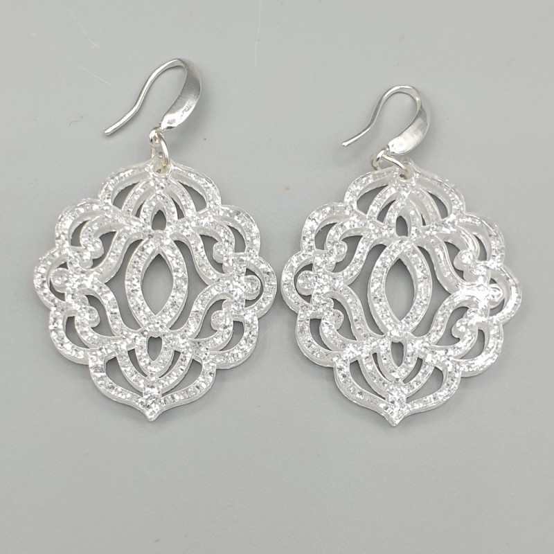 925 Sterling zilveren oorbellen zilver kleurige glitter resin hanger