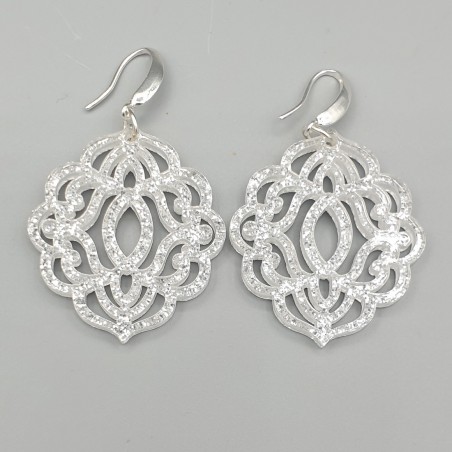 925 Sterling zilveren oorbellen zilver kleurige glitter resin hanger