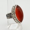Zilveren ring marquise Carneool in bewerkte setting 18.5
