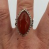 Zilveren ring marquise Carneool in bewerkte setting 18.5