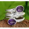 Zilveren edelsteen ring met twee Amethisten maat 16.9 mm