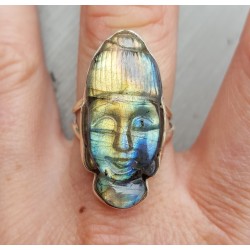 Zilveren ring met Boeddha van Labradoriet 18 mm