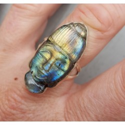 Zilveren ring met Boeddha van Labradoriet 18 mm