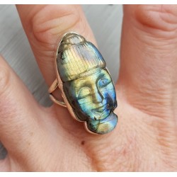 Zilveren ring met Boeddha van Labradoriet 18 mm