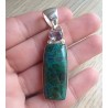 Zilveren edelsteen hanger Chrysocolla en Amethist