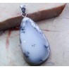 Zilveren edelsteen hanger met Dendriet Opaal druppelvorm
