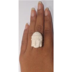 Zilveren ring met Boeddha gezicht uit been diverse maten
