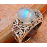 Zilveren edelsteen ring met regenboog Maansteen maat 7