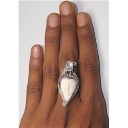 Zilveren ring met gezicht, Maansteen en Amethist