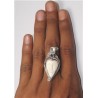 Zilveren ring met gezicht, Maansteen en Amethist